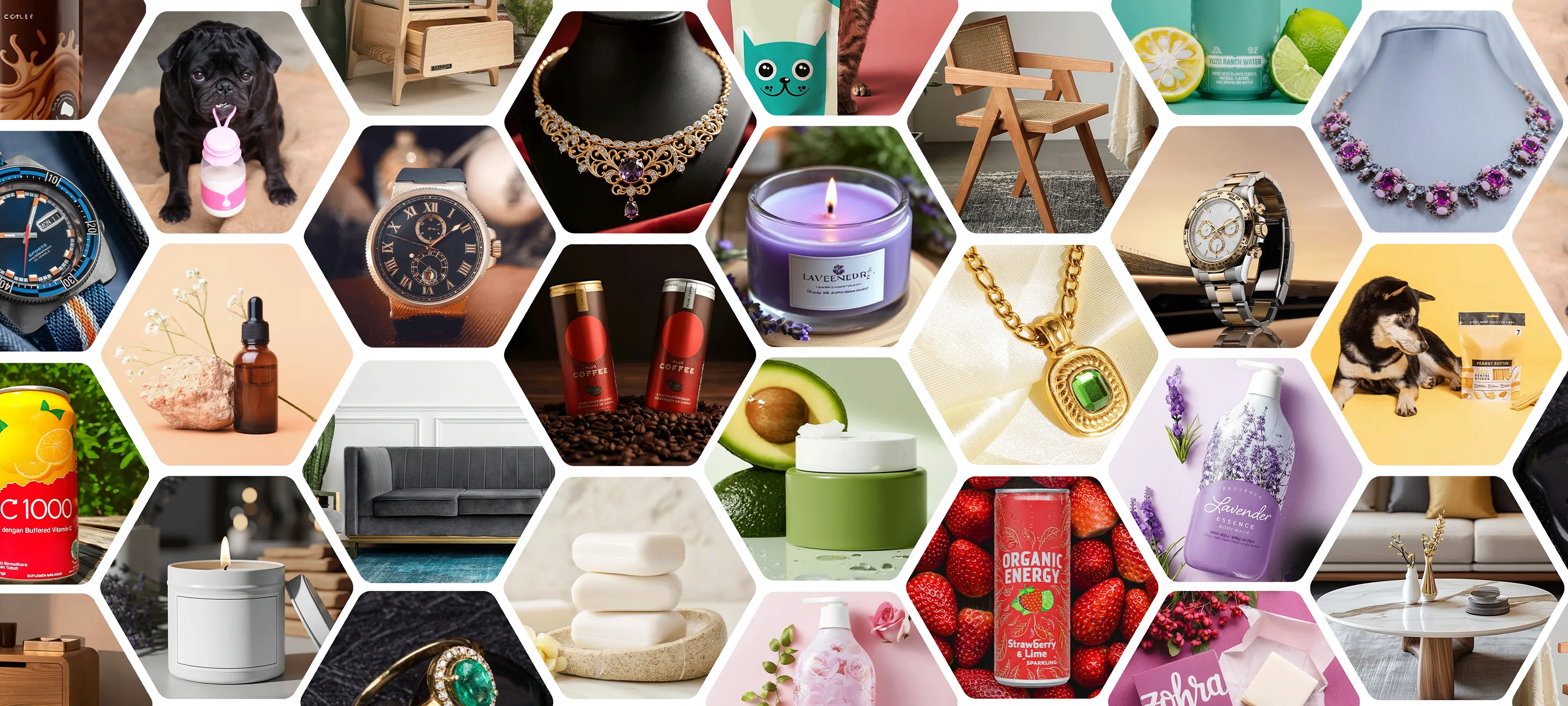 Showcase of AI-generated product photography